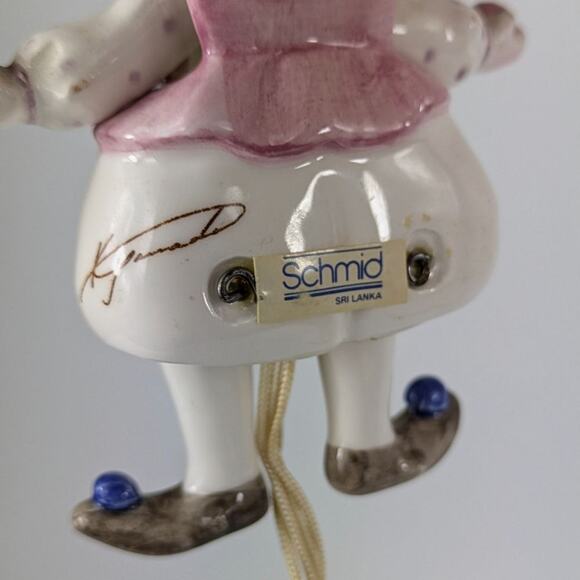 Schmid Doll Christmas Ornament Porcelain Vtg Signed Jumping Jack Ballerina Girl - Picture 7 of 12